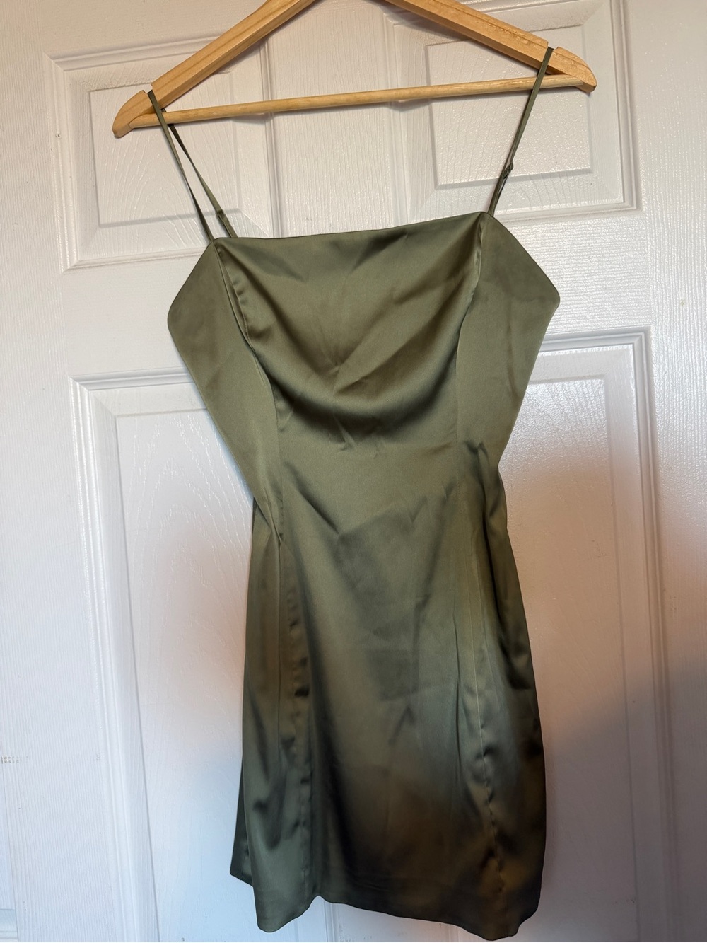 Sunday Best Olive Satin Mini Slip Dress